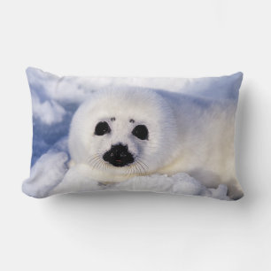 Portrait of a Harp Seal Pup Lumbar Cushion