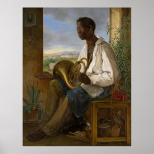 Portrait of a Horn Player, Famous Painting Poster
