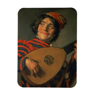 Portrait of a Jester with a Lute (oil on canvas) Magnet