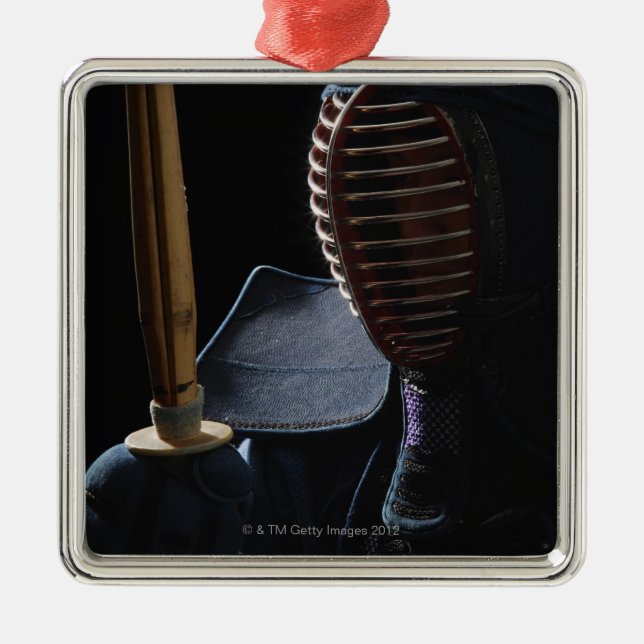 Portrait of a Kendo Fencer 6 Metal Tree Decoration (Front)