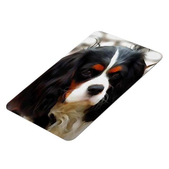 Portrait Of A King Charles Cavalier Spaniel Magnet (Left Side)