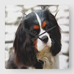 Portrait Of A King Charles Cavalier Spaniel Square Wall Clock