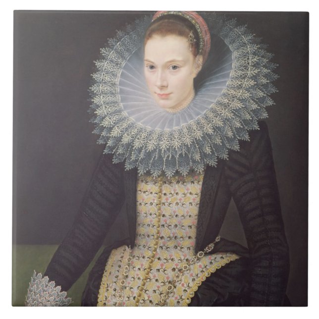 Portrait of a Lady, 1613 (oil on panel) Tile (Front)