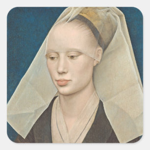 Portrait of a Lady, c.1460 (oil on panel) Square Sticker
