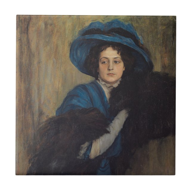 Portrait of a Lady in Blue (Raimundo de Madrazo) Tile (Front)