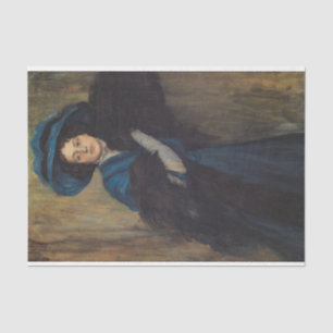 Portrait of a Lady in Blue (Raimundo de Madrazo) Tissue Paper