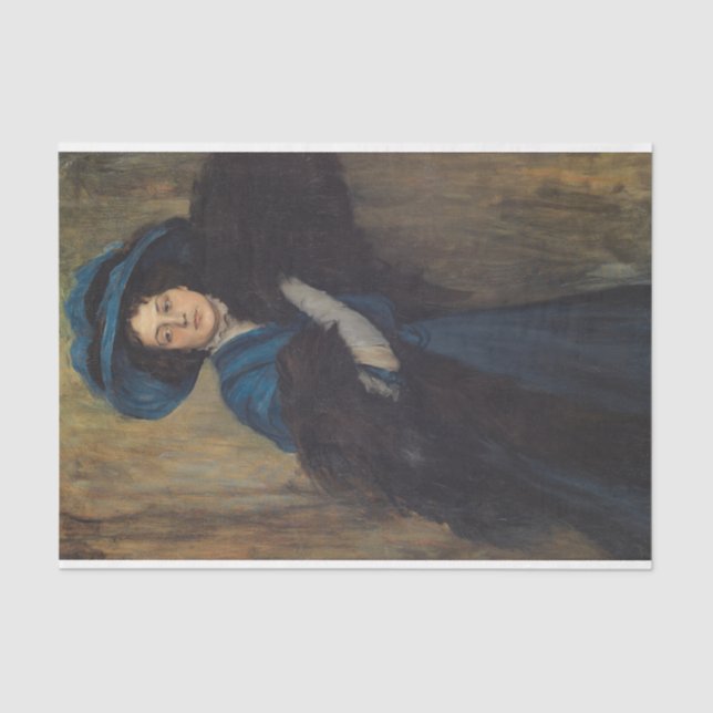 Portrait of a Lady in Blue (Raimundo de Madrazo) Tissue Paper (Front)