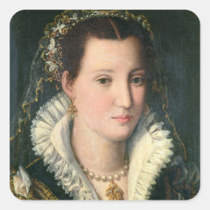 Portrait of a Lady (oil on panel) 2 Square Sticker