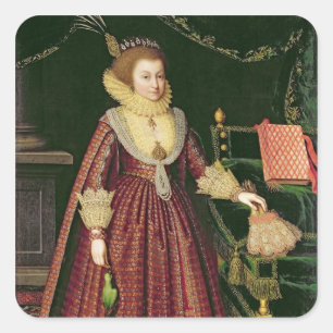 Portrait of a Lady, Possibly Elizabeth, Countess o Square Sticker