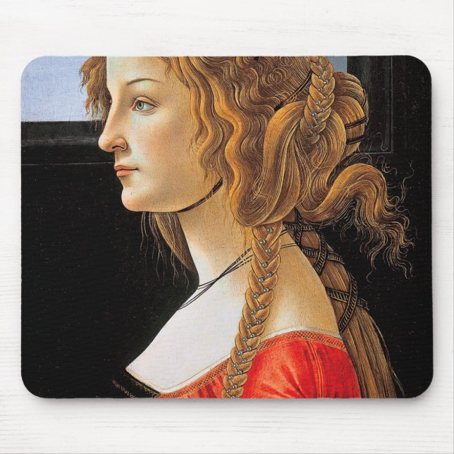 Portrait of a Lady, Sandro Botticelli Mouse Pad (Front)