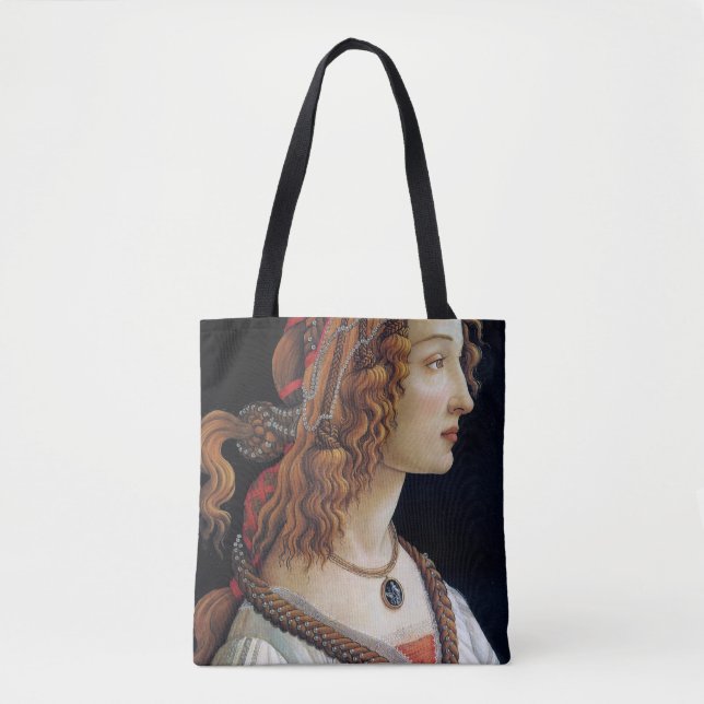 Portrait of a Lady, Sandro Botticelli Tote Bag (Front)