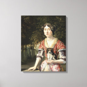 Portrait of a Lady Wearing a Red and White Dress Canvas Print