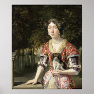 Portrait of a Lady Wearing a Red and White Dress Poster