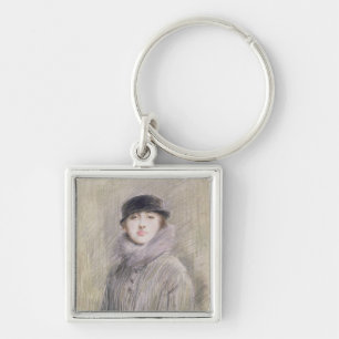 Portrait of a Lady with a Fur Collar and Muff Key Ring