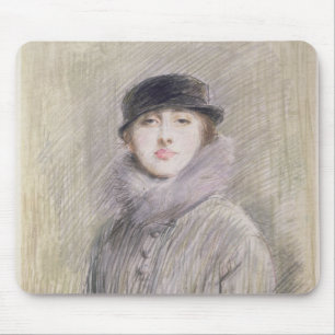 Portrait of a Lady with a Fur Collar and Muff Mouse Pad