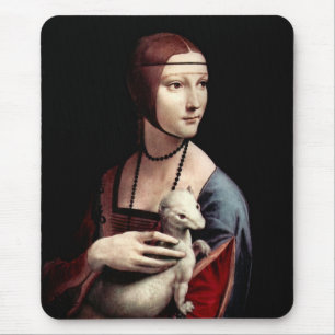 Portrait of a Lady with Ermine (a ferret) Mouse Pad