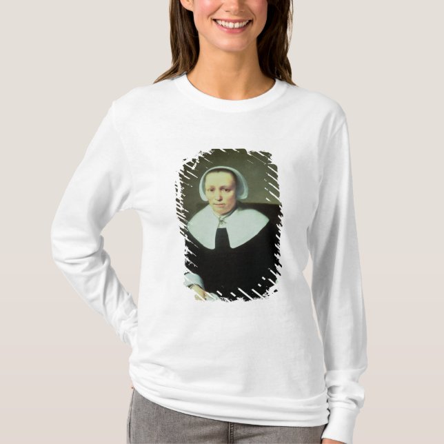 Portrait of a Lady with White Collar and Cuffs T-Shirt (Front)