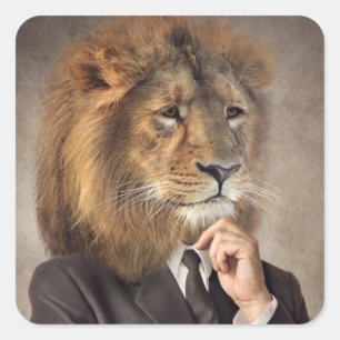 Portrait of A Lion Square Sticker