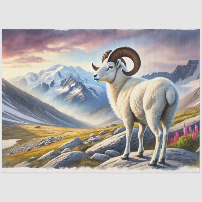Portrait of a Majestic Dall Ram Decoupage Tissue Paper (Front)