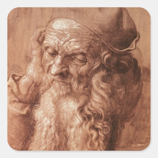 Portrait of a man, aged ninety-three, 1521 square sticker (Front)