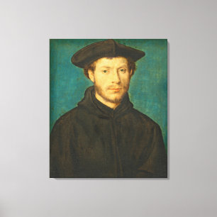 Portrait of a Man, c. 1536- 40 (oil on walnut) Canvas Print
