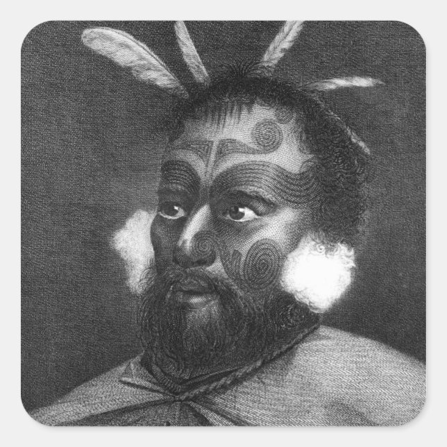 Portrait of a Man of New Zealand Square Sticker (Front)