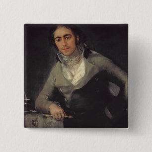Portrait of a man presumed to be Don Evaristo Pere 15 Cm Square Badge
