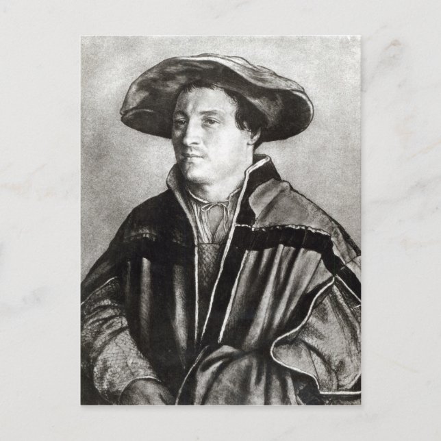 Portrait of a man with a red hat, c.1530 postcard (Front)