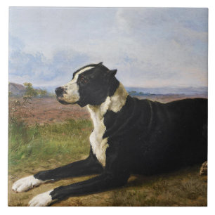 Portrait of a Mastiff Labrador Dog (Rosa Bonheur) Tile