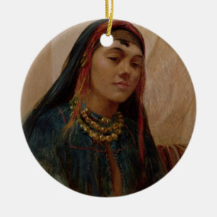 Portrait of a Middle Eastern Girl, c.1859 (oil on Ceramic Tree Decoration