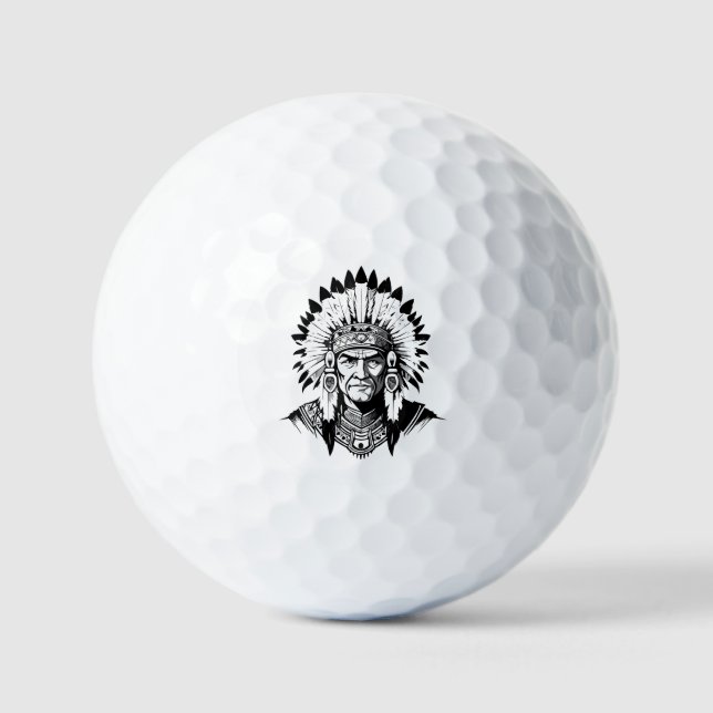 Portrait of a Native American old Chief Golf Balls (Front)