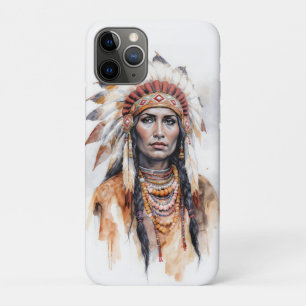 Portrait of a native American woman watercolor pai Case-Mate iPhone Case