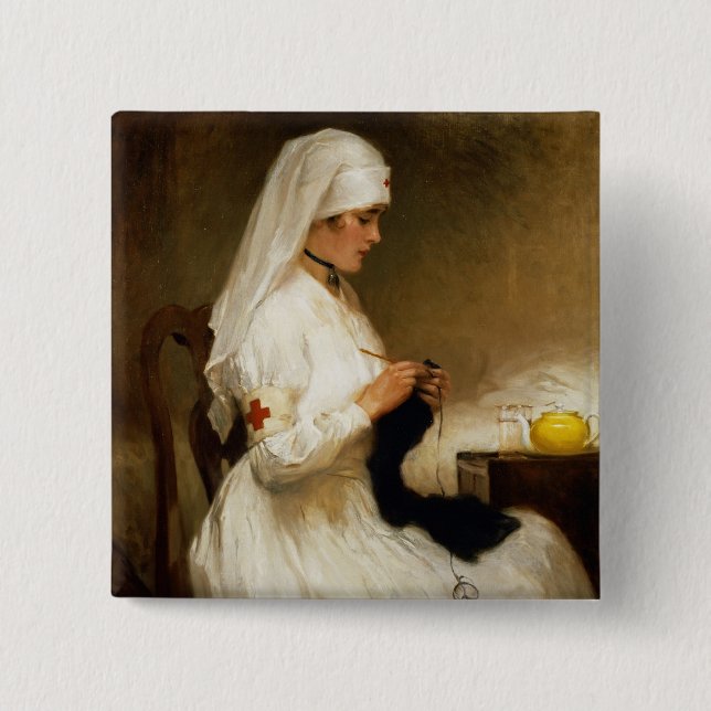 Portrait of a Nurse from the Red Cross 15 Cm Square Badge (Front)