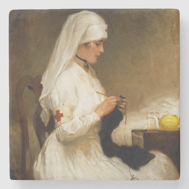 Portrait of a Nurse from the Red Cross Stone Coaster (Front)