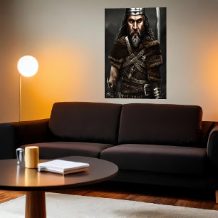 Portrait of a older Viking AI Art Poster