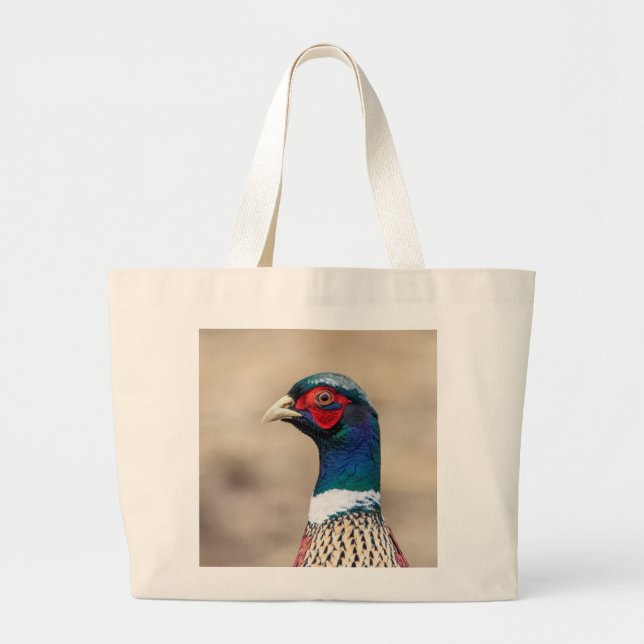 Portrait of a pheasant large tote bag (Front)
