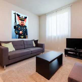 Portrait of a Pig in police uniform | AI Art Poster