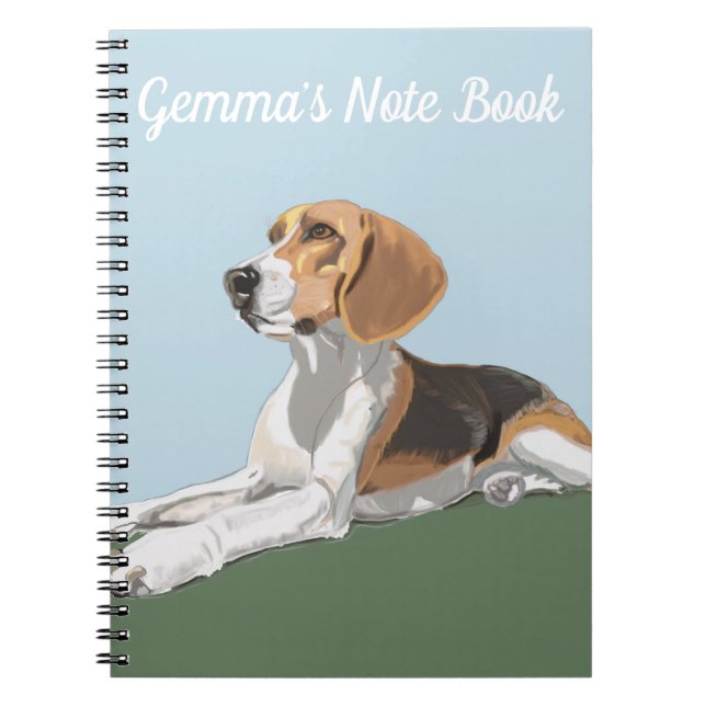 Portrait of a Reclining Beagle Spiral Notebook (Front)