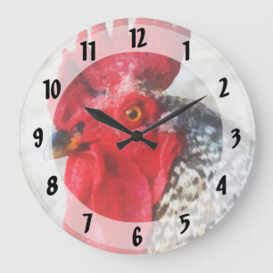 Portrait of a Rooster Large Clock