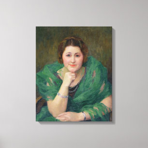Portrait of a Russian Woman with a Green Scarf Canvas Print