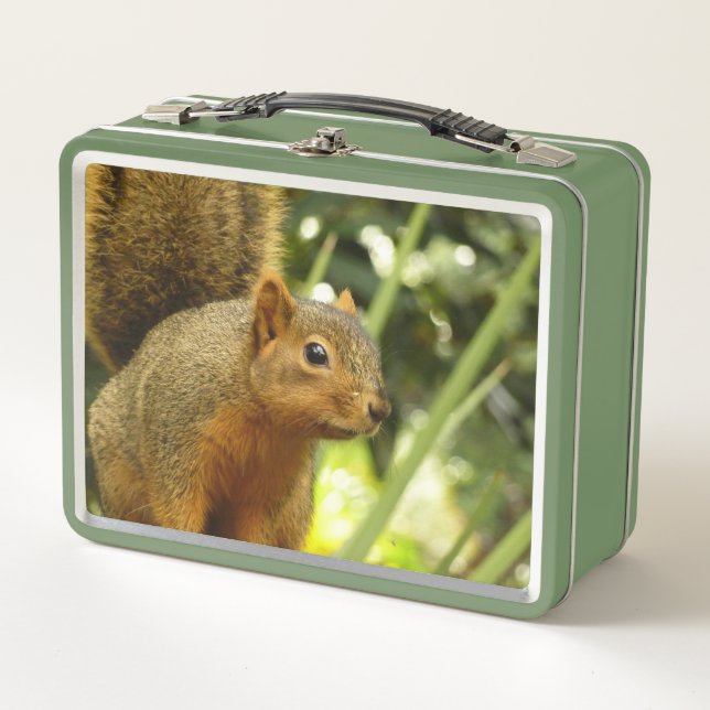 Portrait of a Squirrel Nature Animal Photography Metal Lunch Box (Front)