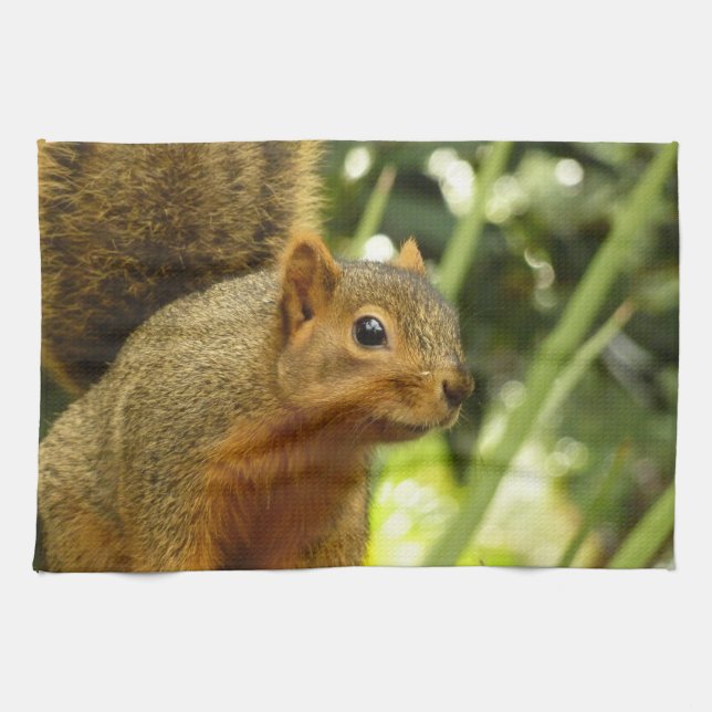 Portrait of a Squirrel Nature Animal Photography Tea Towel (Horizontal)