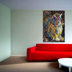 Portrait of a strange cat   AI Art  Poster