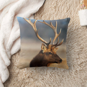 Portrait of a Stunning Bull Elk Cushion