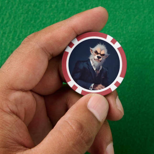 Portrait of a Werewolf in a Suit Poker Chips (Hand)