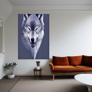Portrait of a wolf   AI Art Poster