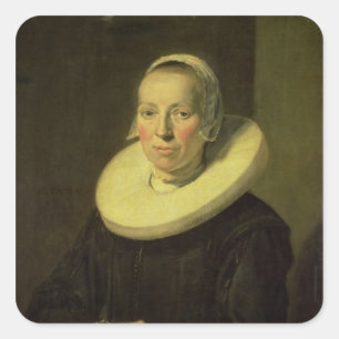 Portrait of a woman, 1644 square sticker