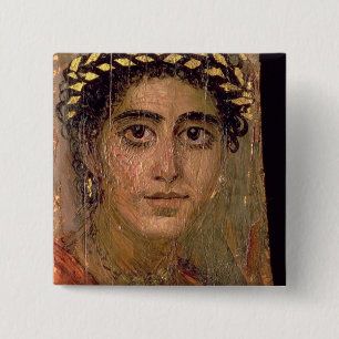 Portrait of a Woman, from Fayum, Romano-Egyptian, 15 Cm Square Badge