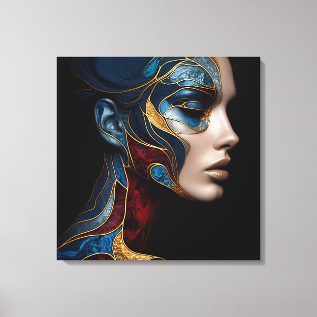 Portrait Of A Woman In Abstract Canvas Print (Front)