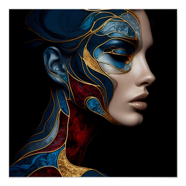 Portrait Of A Woman In Abstract Poster (Front)